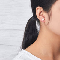 Synthetic White Opal Stud Earrings