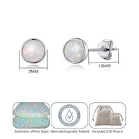 Synthetic White Opal Stud Earrings