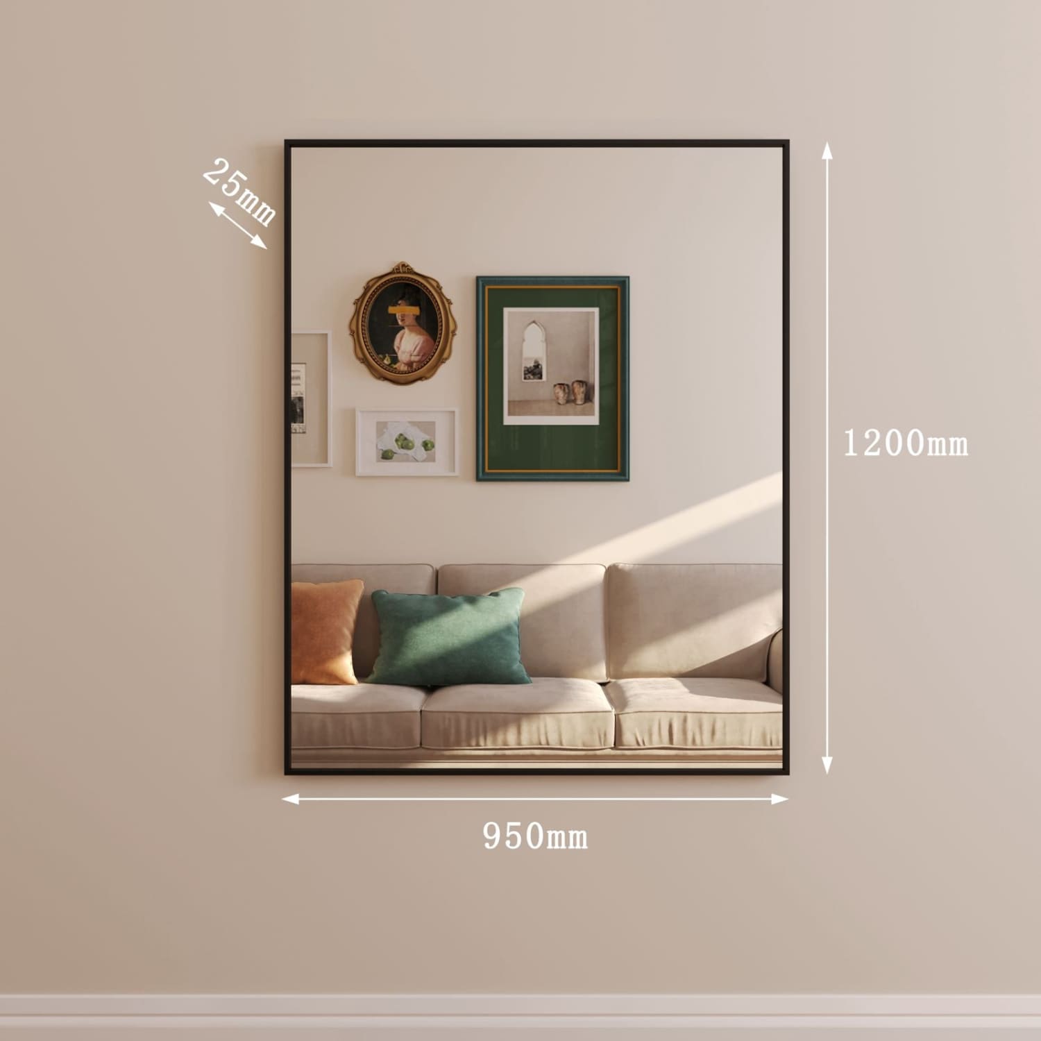 Takara - Black Metal Rectangle Mirror - 120cm x 95cm