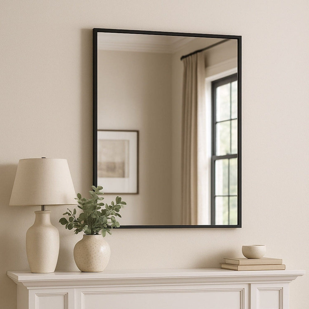 Takara - Black Metal Rectangle Mirror - 70cm x 50cm