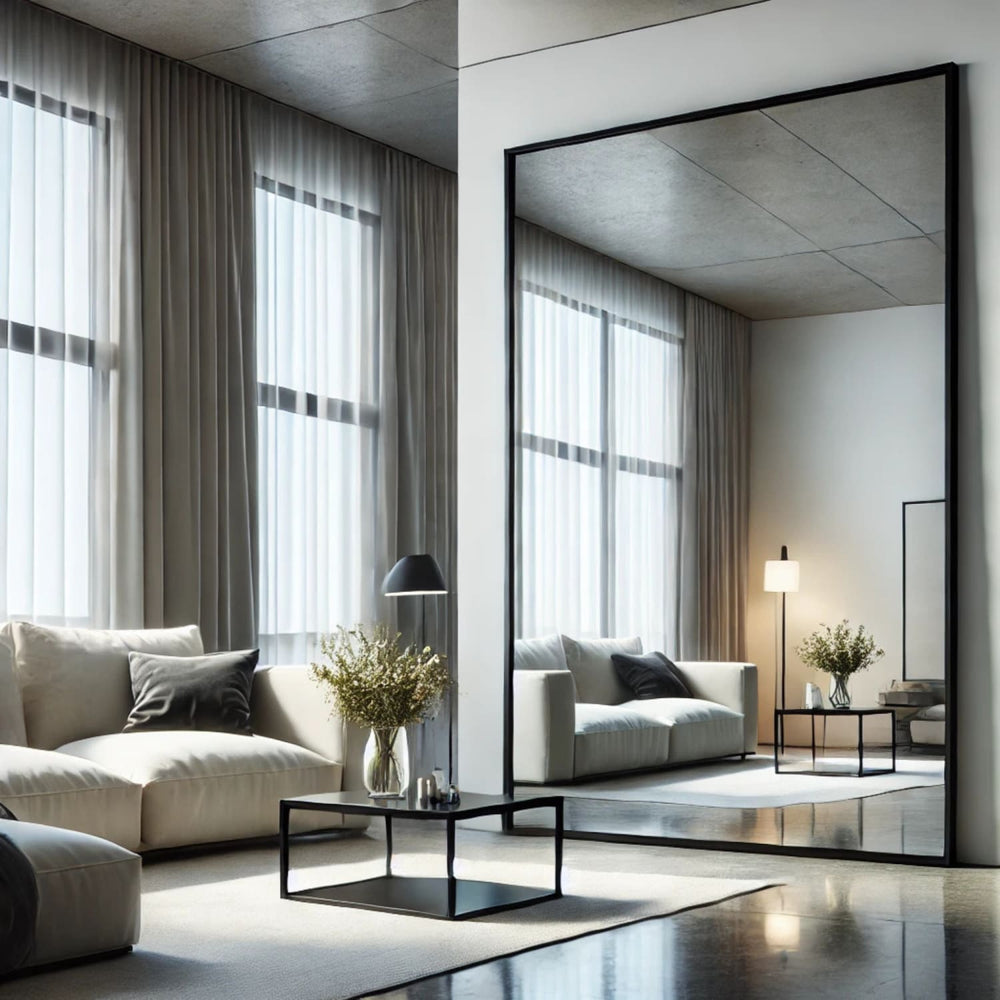 Takara - Full Length Leaner Black Metal Rectangle Mirror - 200cm x 120cm