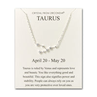Taurus Star Sign Zodiac Constellation Necklace and Quote Card with Zircondia® Crystals