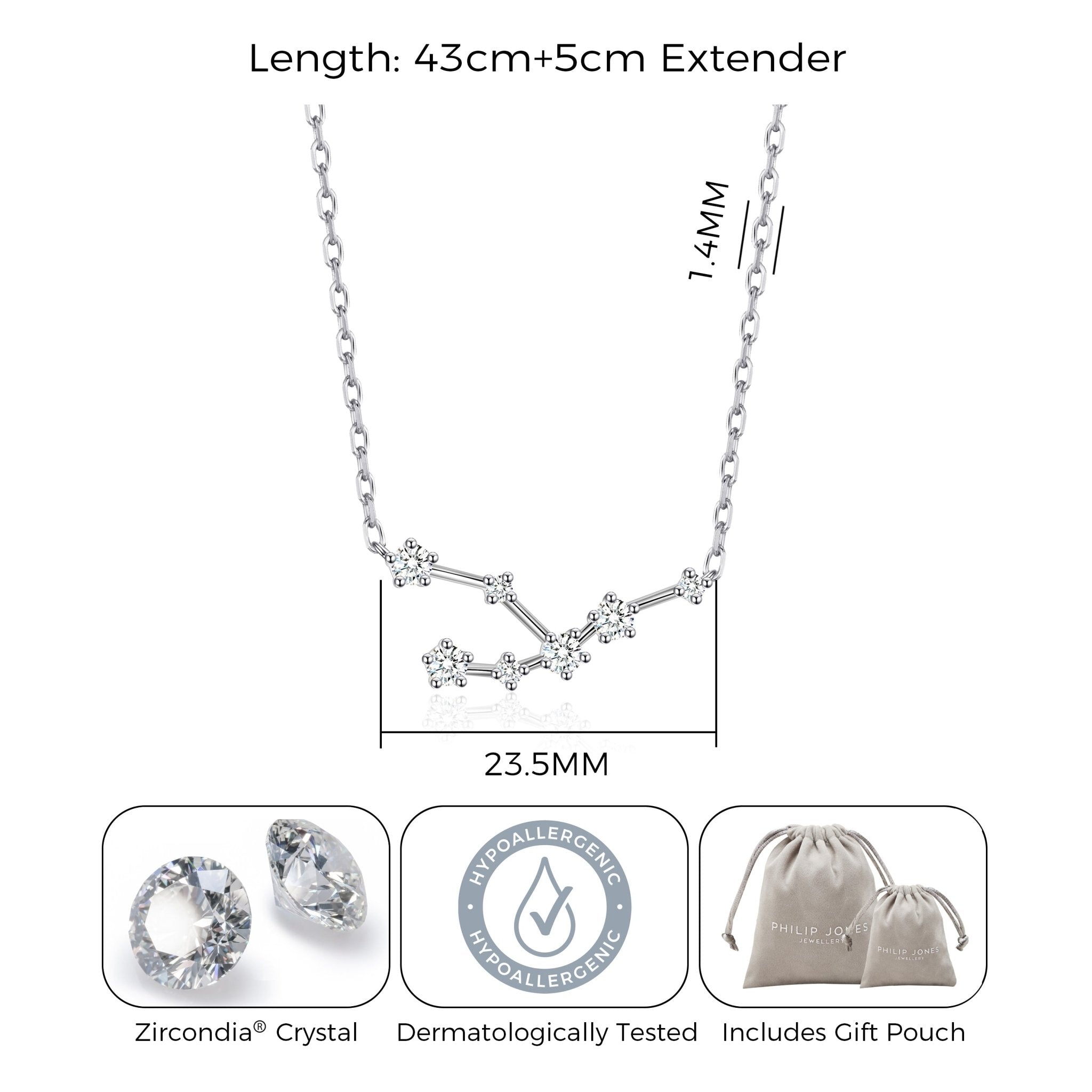 Taurus Star Sign Zodiac Constellation Necklace and Quote Card with Zircondia® Crystals