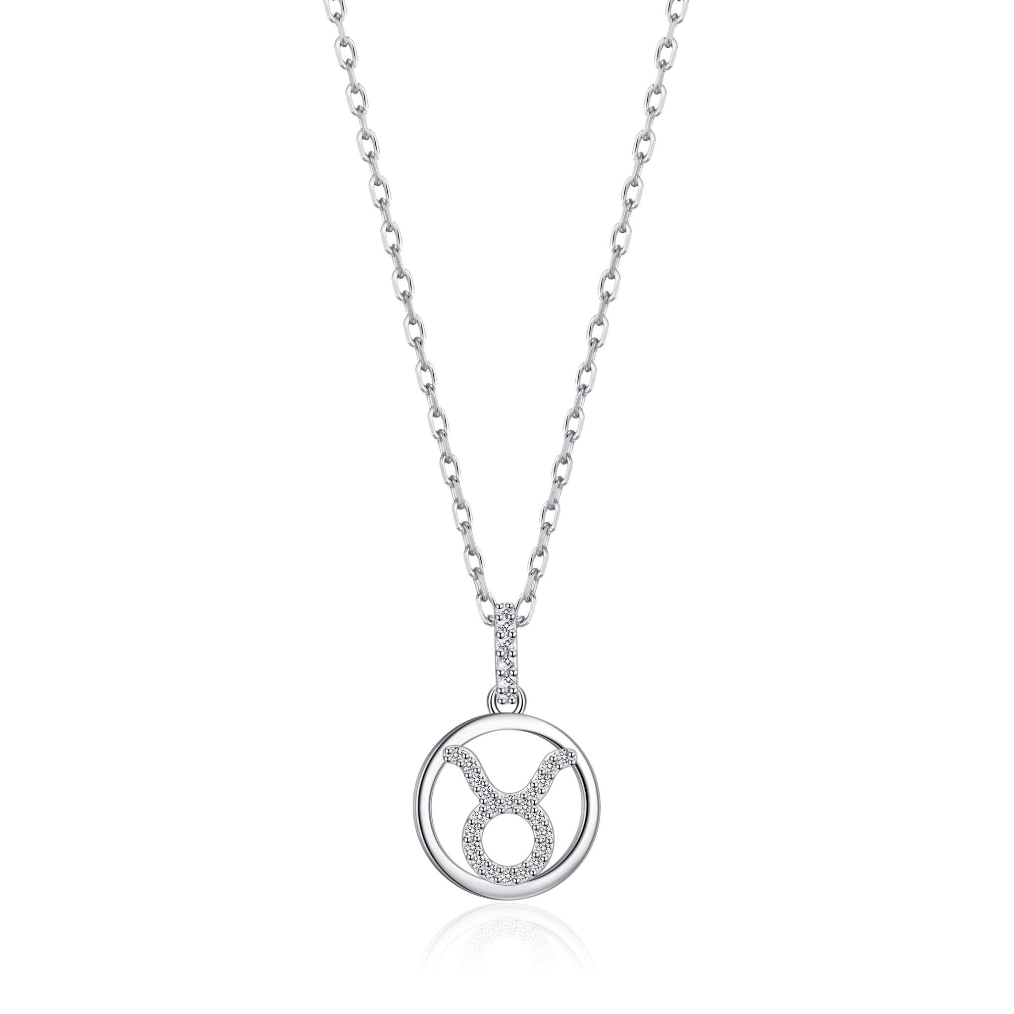 Taurus Star Sign Zodiac Necklace with Zircondia® Crystals