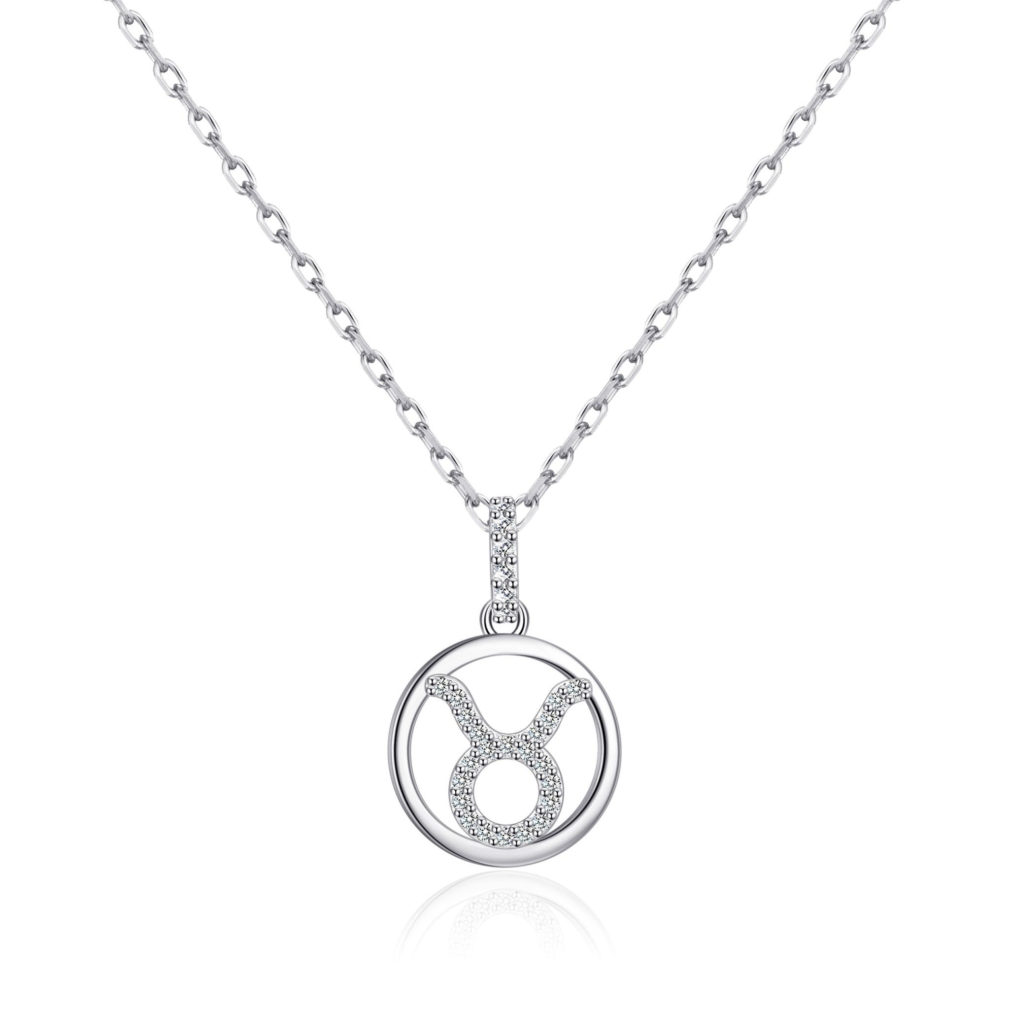 Taurus Star Sign Zodiac Necklace with Zircondia® Crystals