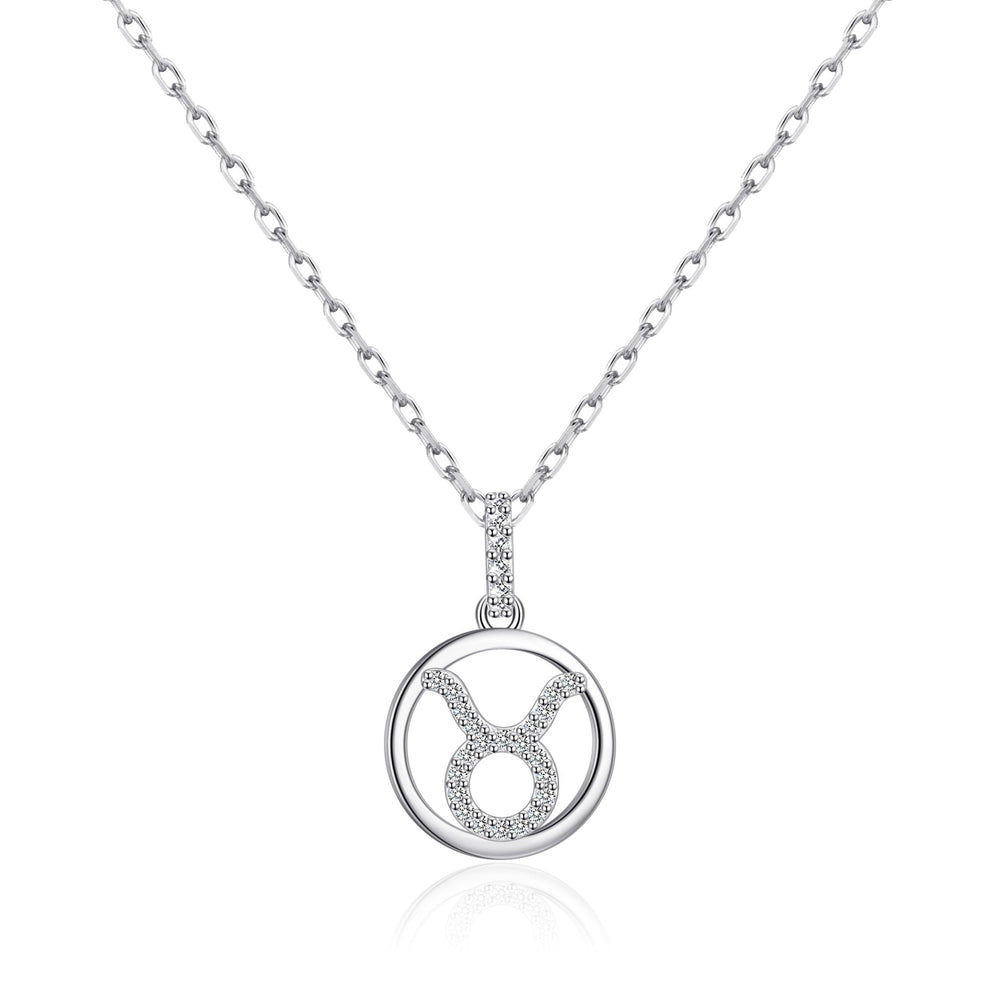 Taurus Star Sign Zodiac Necklace with Zircondia® Crystals