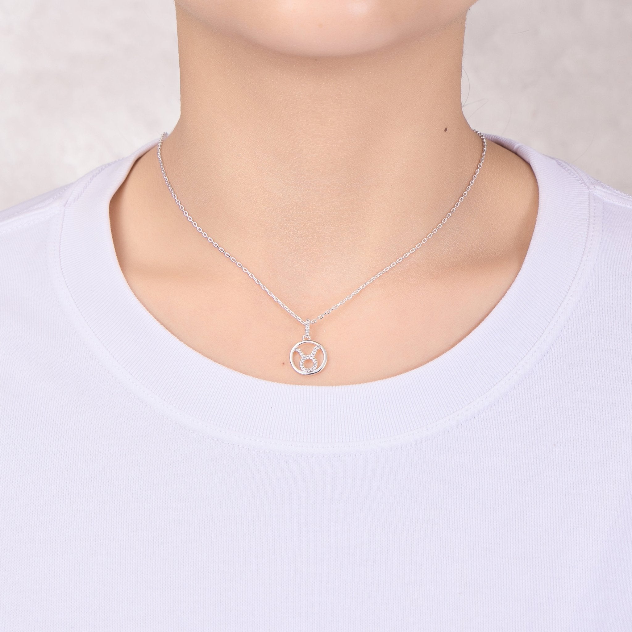 Taurus Star Sign Zodiac Necklace with Zircondia® Crystals