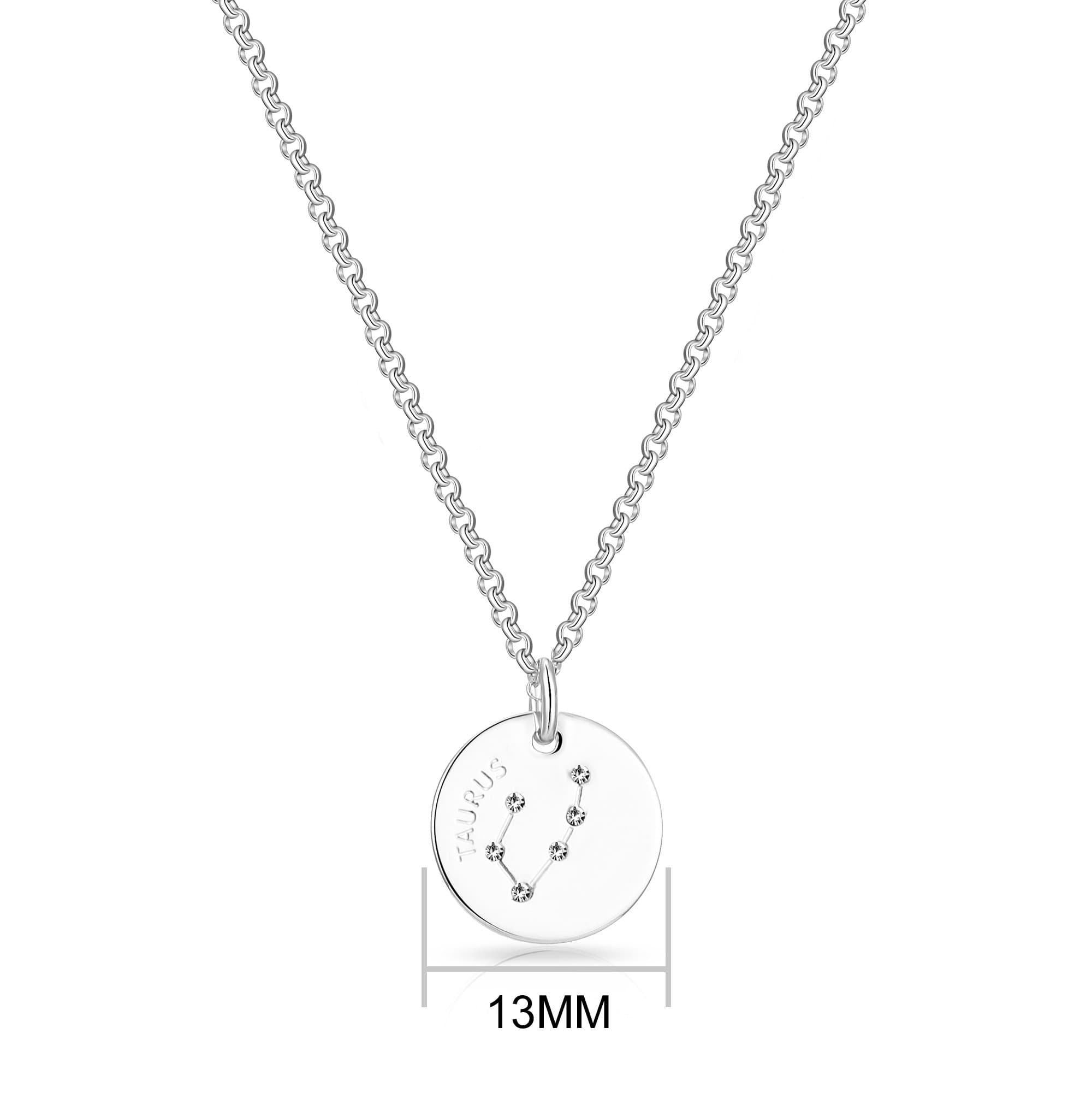Taurus Zodiac Star Sign Disc Necklace Created with Zircondia® Crystals