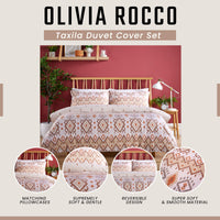 Taxila Duvet Cover Set Easy Care Quilt Covers with Pillowcases Super Soft Reversible Bedding Bed Linen Sets for Bedroom Décor by OLIVIA ROCCO