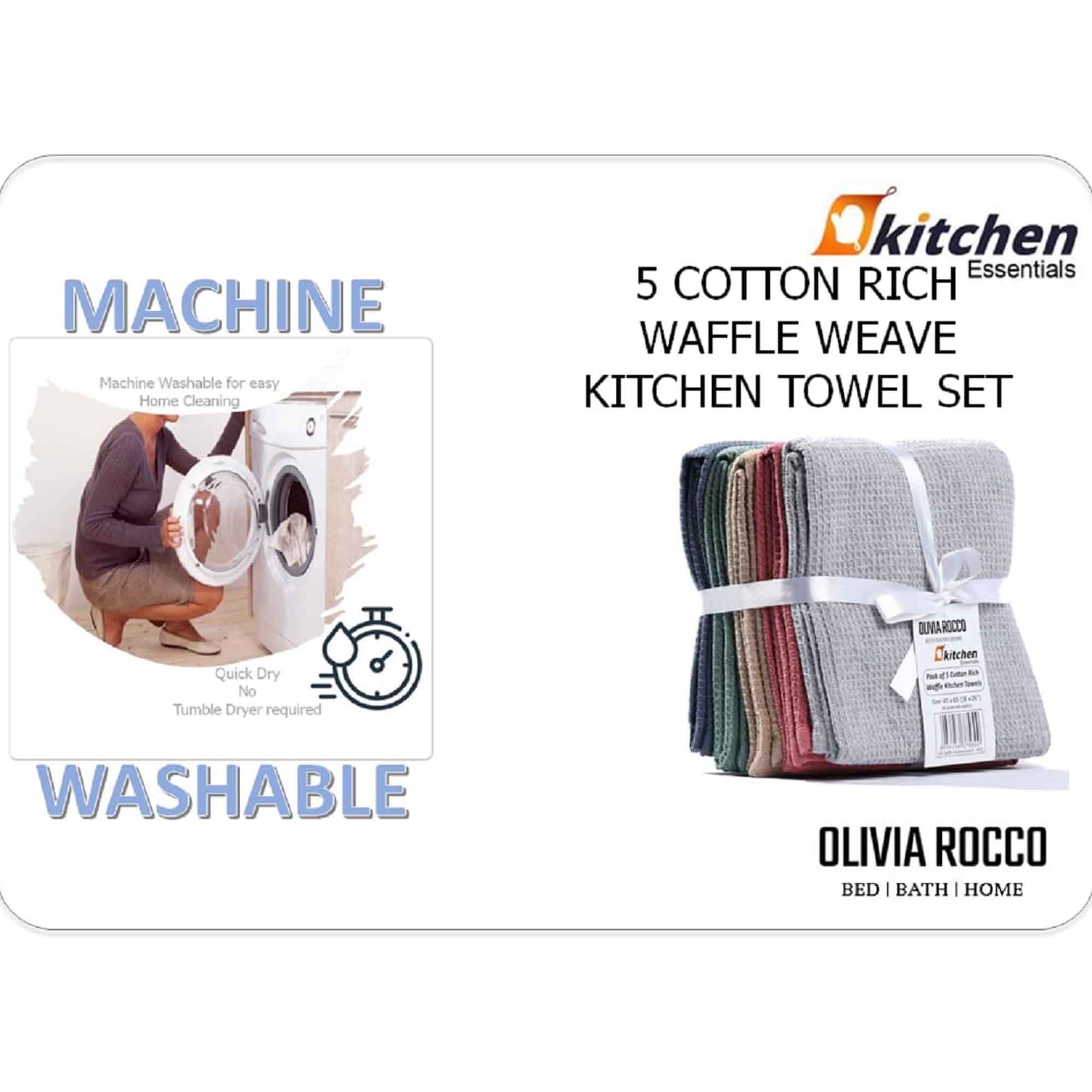 20 Pack Tea Towel Waffle Kitchen Tea Towels Cotton Absorbent Long Lasting Catering Bar Dish Towel, Assorted by OLIVIA ROCCO