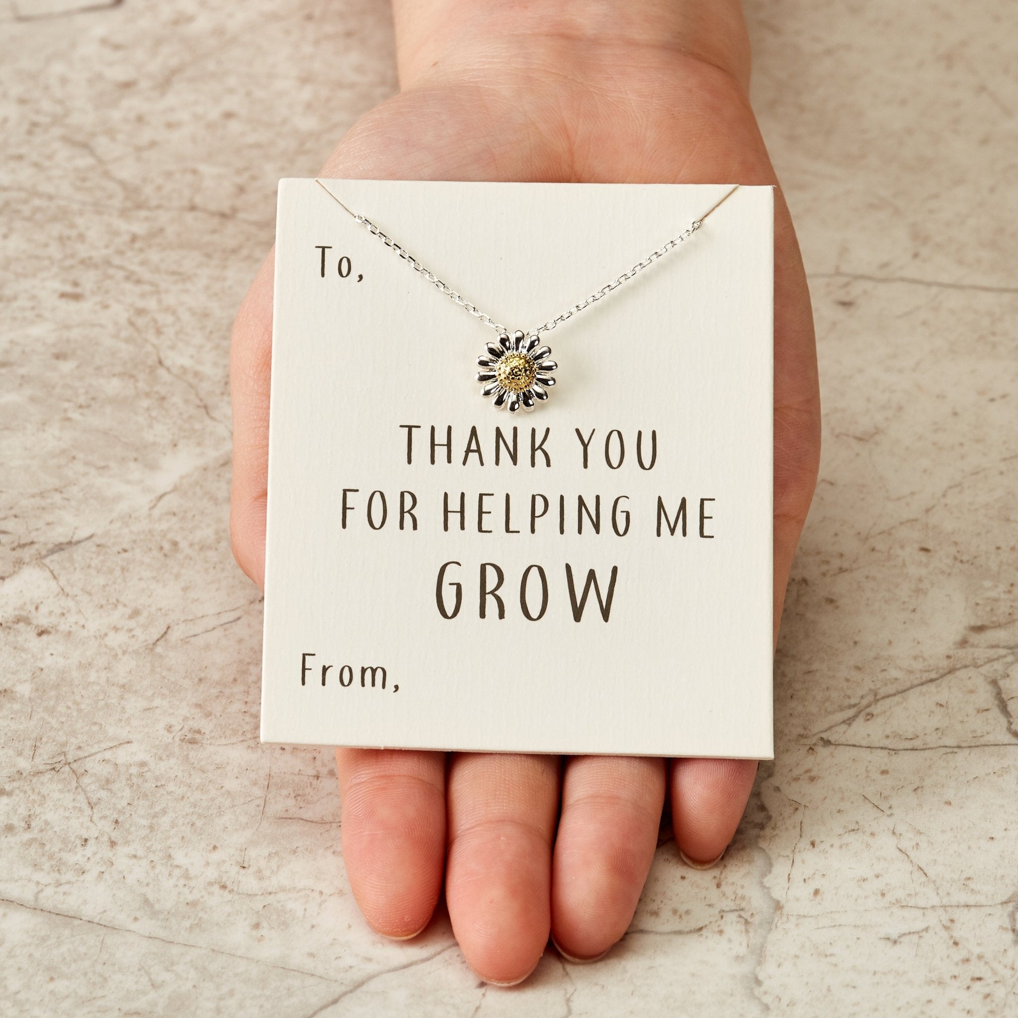 Thank You For Helping Me Grow Daisy Necklace