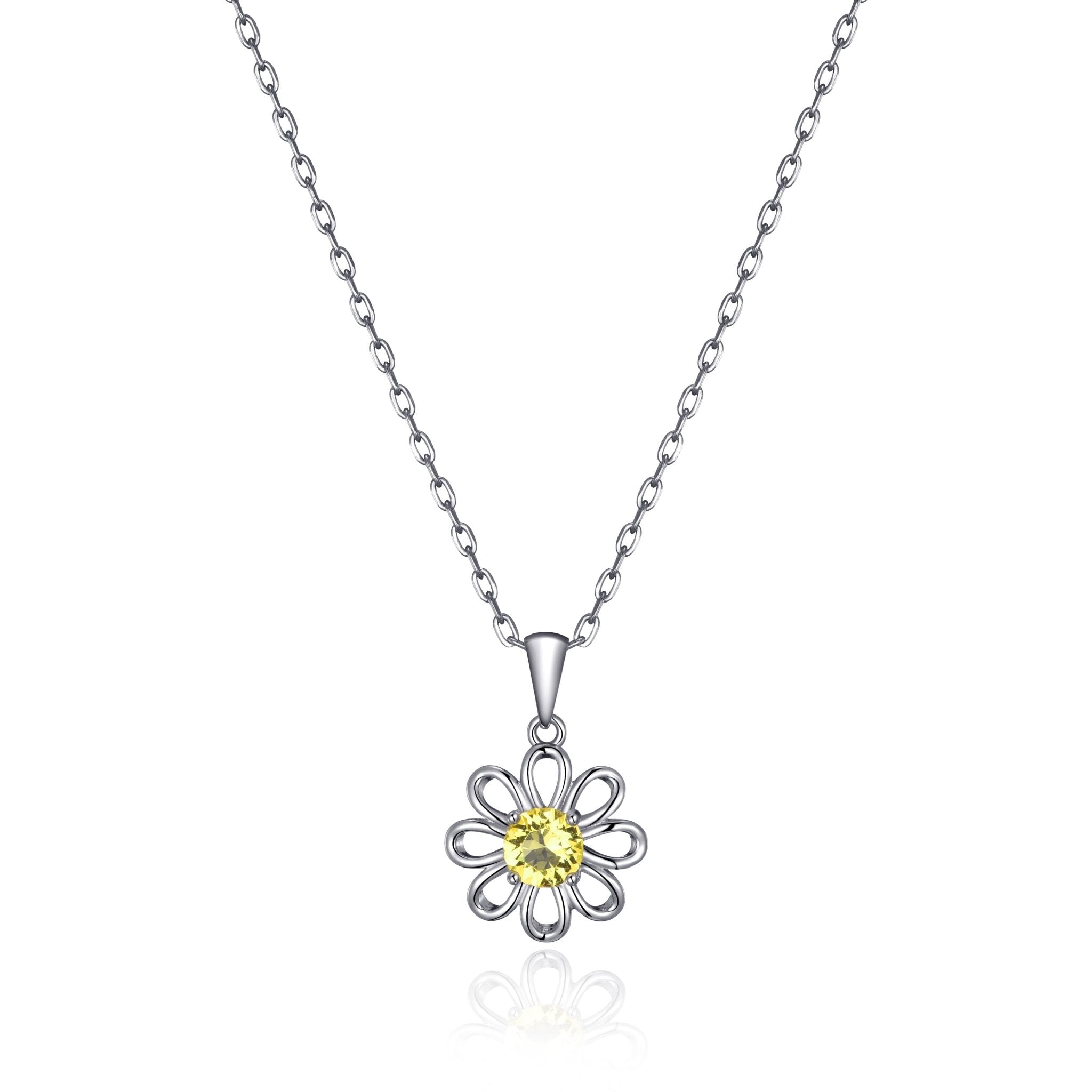 Thank You For Helping Me Grow Daisy Necklace Created with Zircondia® Crystals