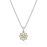 Thank You For Helping Me Grow Daisy Necklace Created with Zircondia® Crystals
