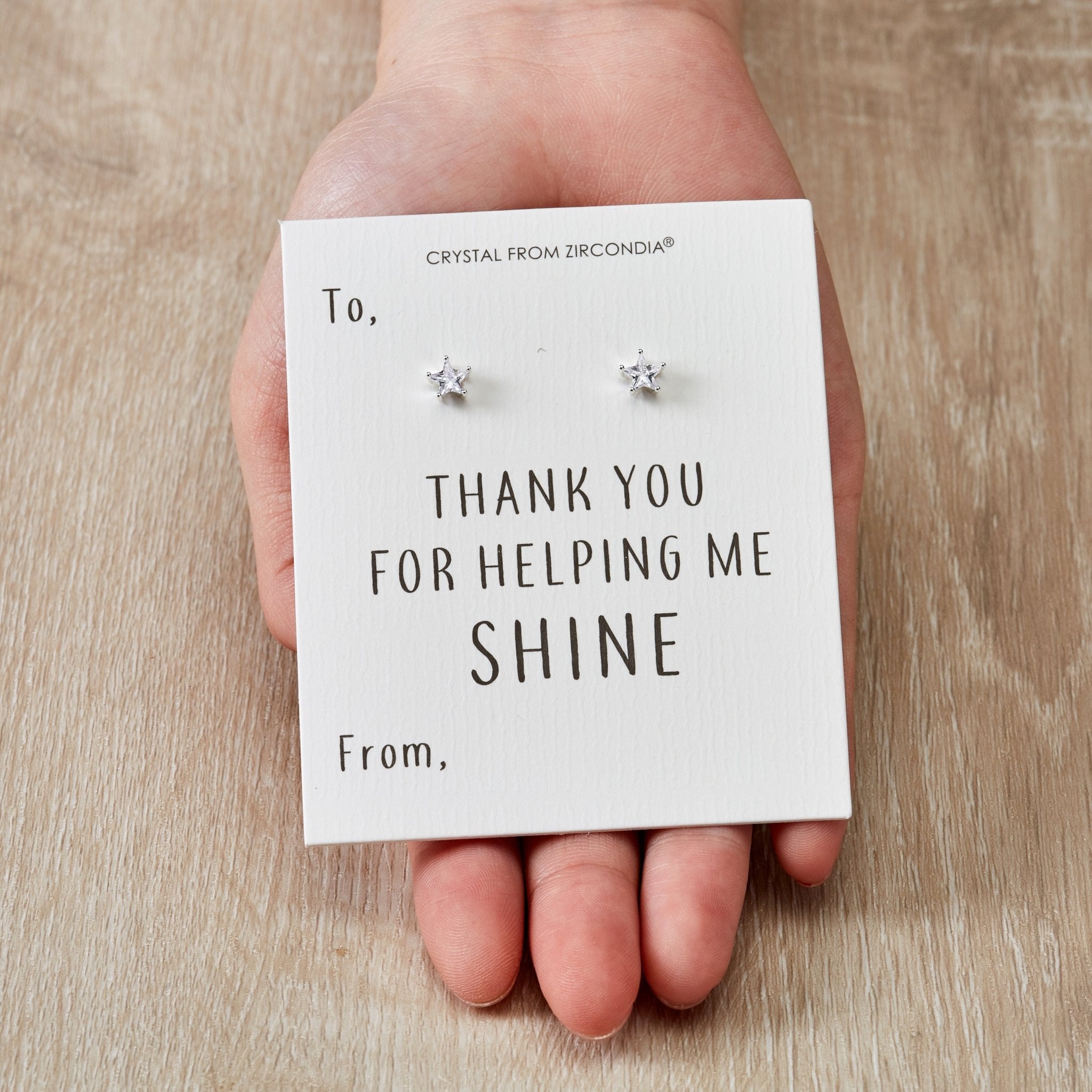 Thank You For Helping Me Shine Star Earrings Created with Zircondia® Crystals