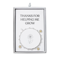 Thanks for Helping Me Grow Daisy Charm Beaded Stretch Bracelet with Gift Box