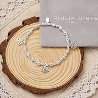 Thanks for Helping Me Grow Daisy Crystal Beaded Stretch Bracelet with Gift Box