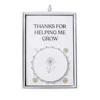Thanks for Helping Me Grow Daisy Crystal Beaded Stretch Bracelet with Gift Box