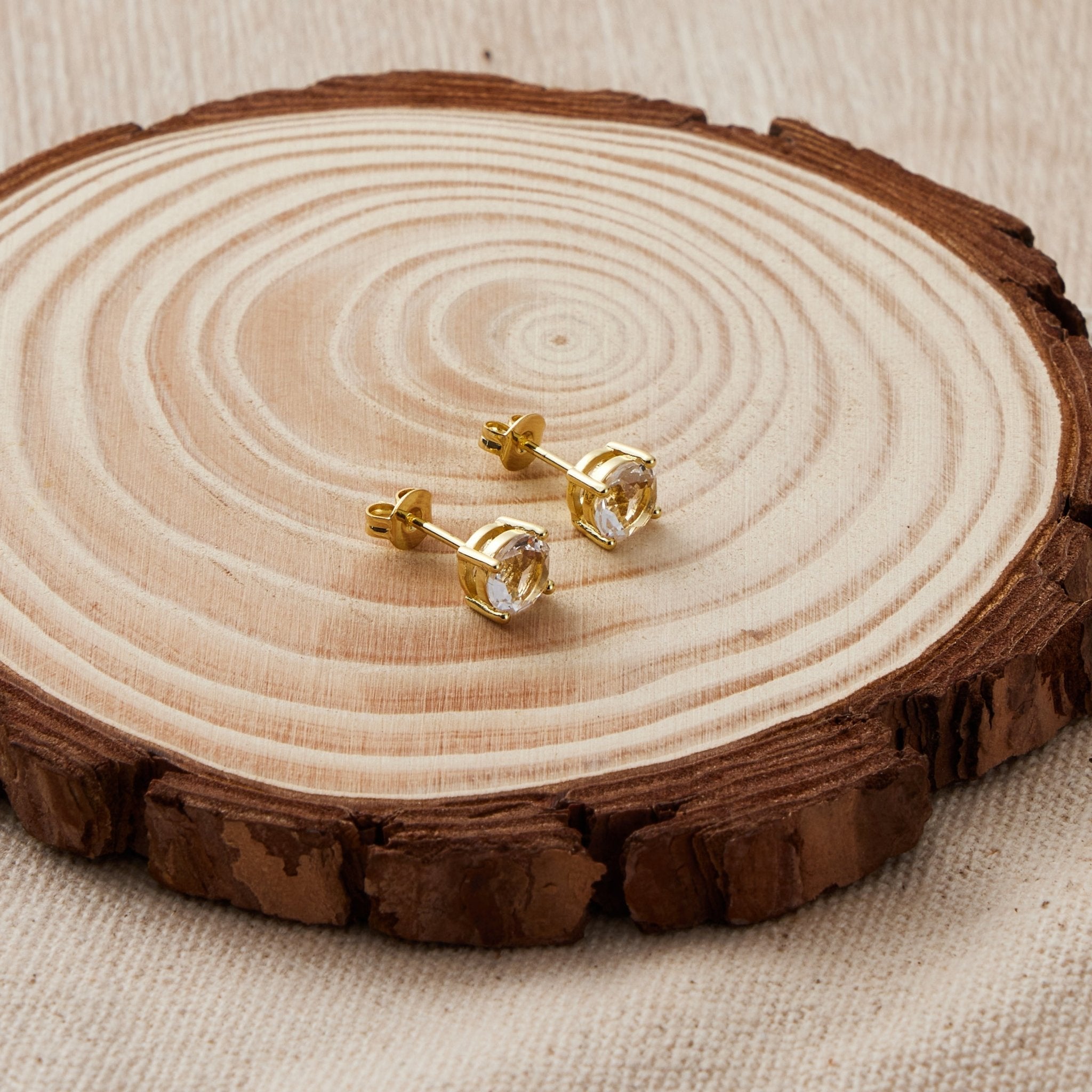 Three Pack of Gold Plated 4mm, 5mm & 6mm Earrings Created with Zircondia® Crystals