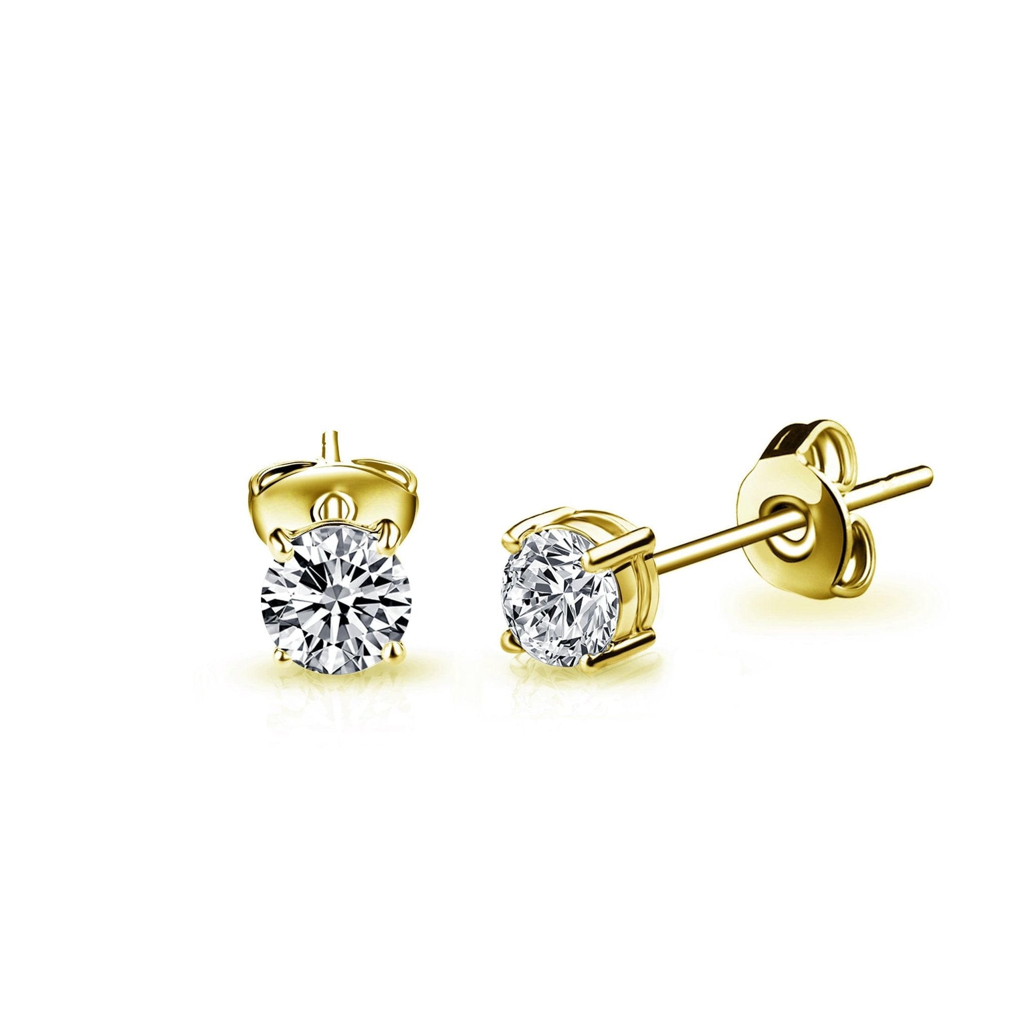 Three Pack of Gold Plated 4mm, 5mm & 6mm Earrings Created with Zircondia® Crystals