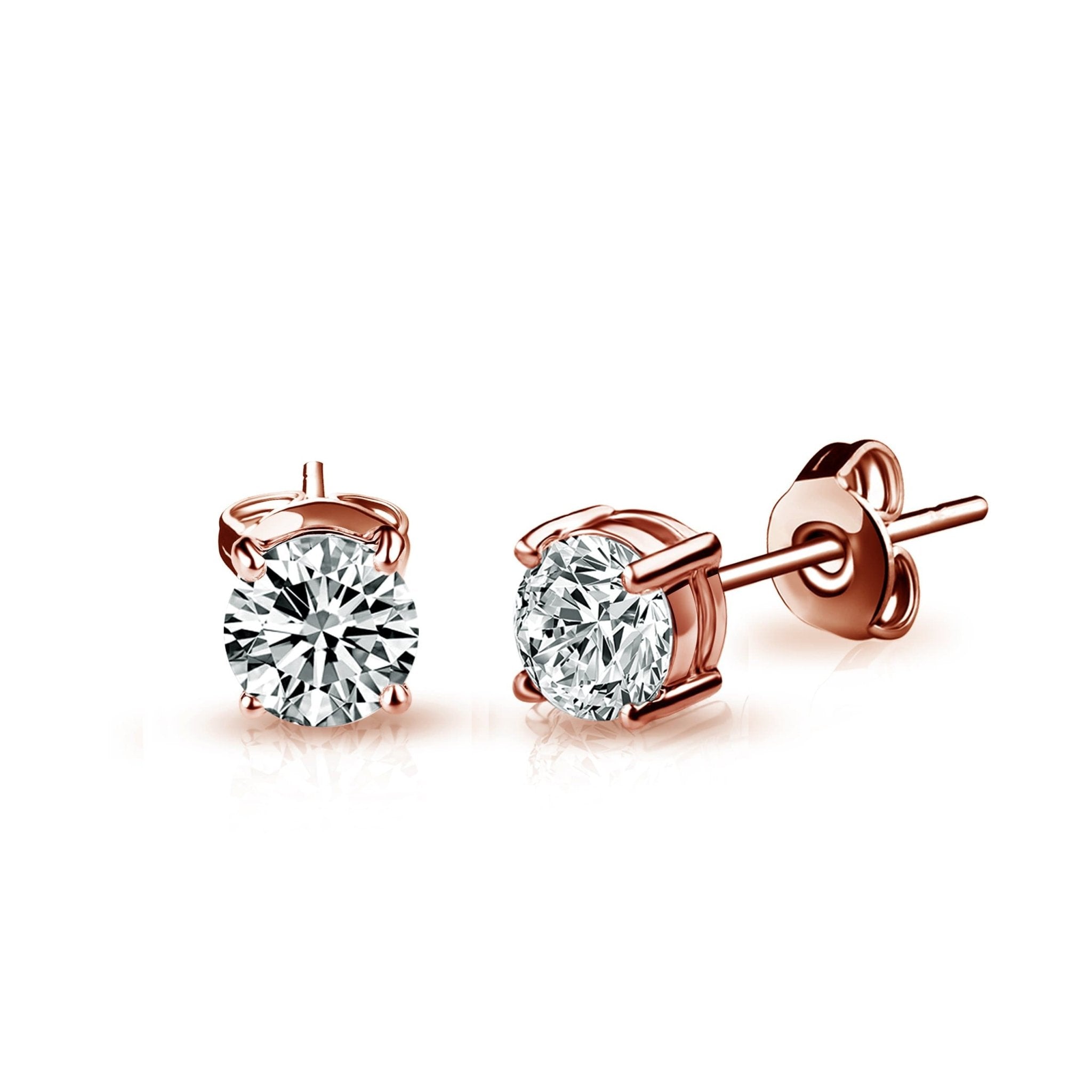 Three Pack of Rose Gold Plated 4mm, 5mm & 6mm Earrings Created with Zircondia® Crystals