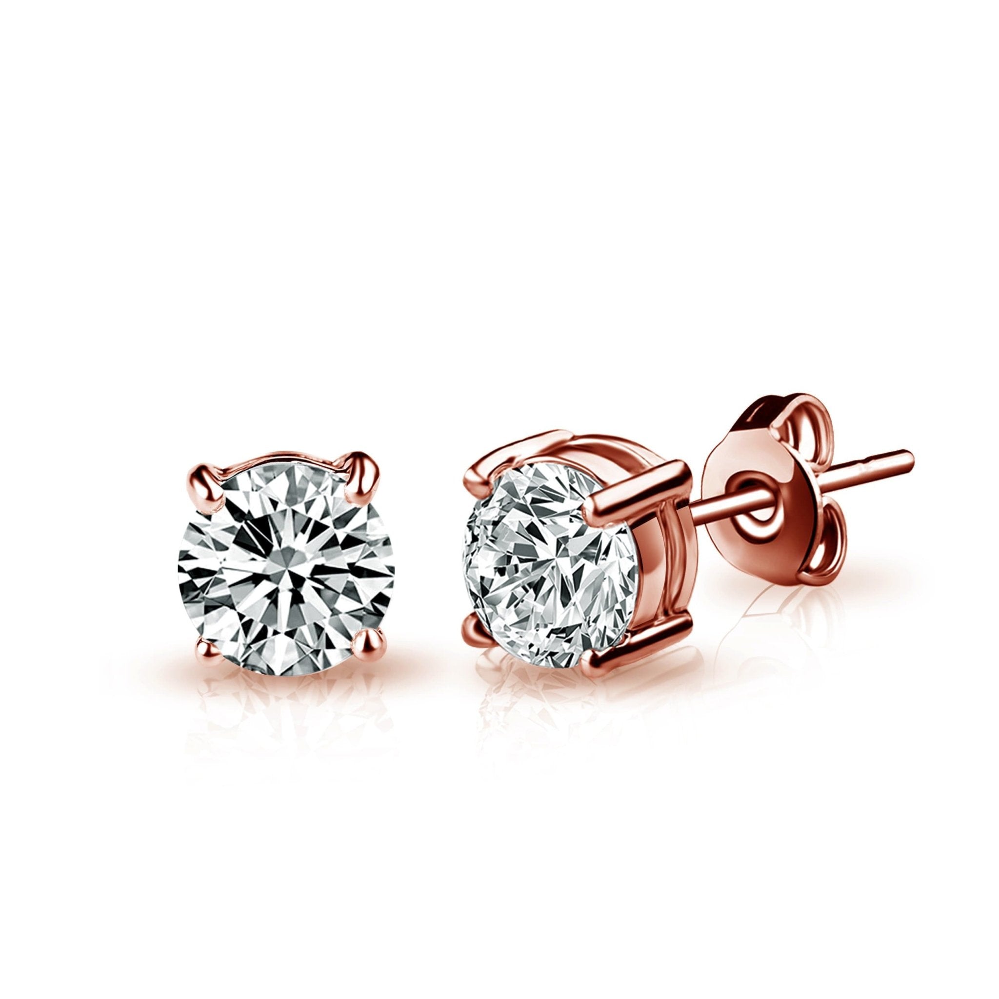 Three Pack of Rose Gold Plated 4mm, 5mm & 6mm Earrings Created with Zircondia® Crystals