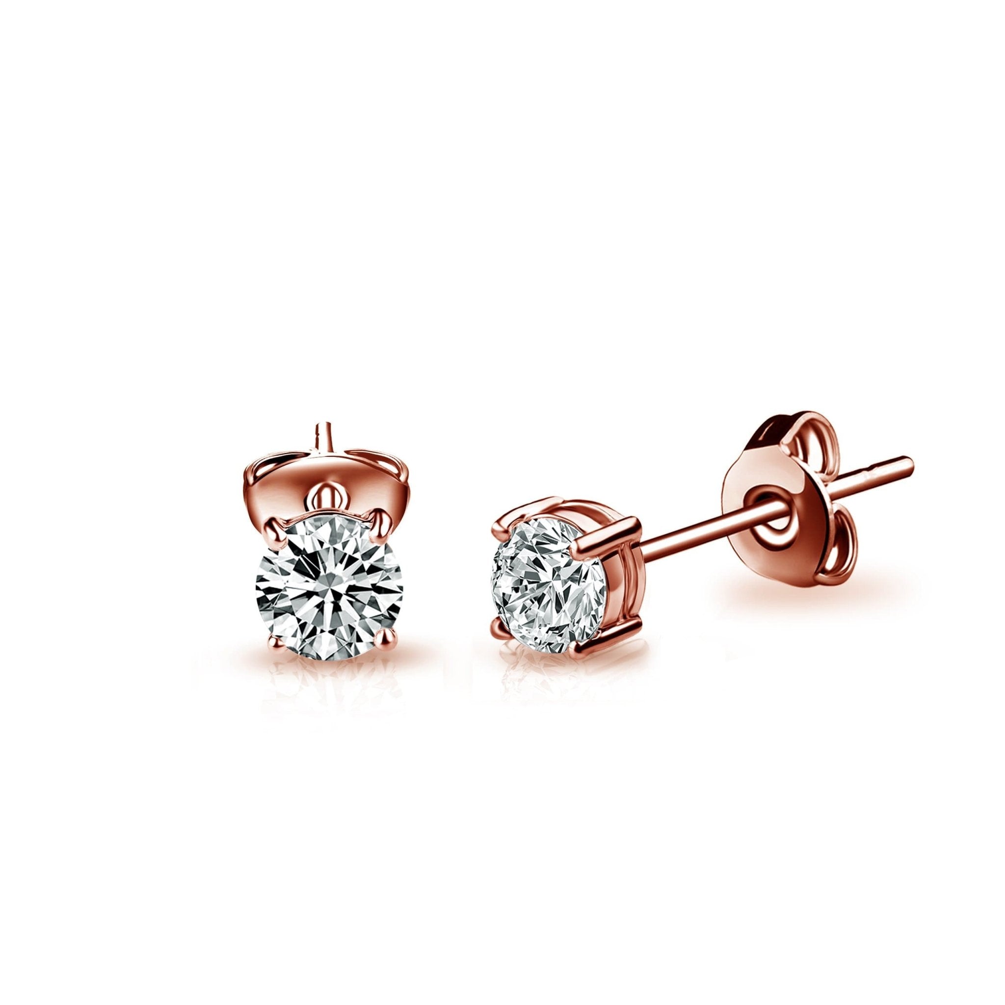 Three Pack of Rose Gold Plated 4mm, 5mm & 6mm Earrings Created with Zircondia® Crystals