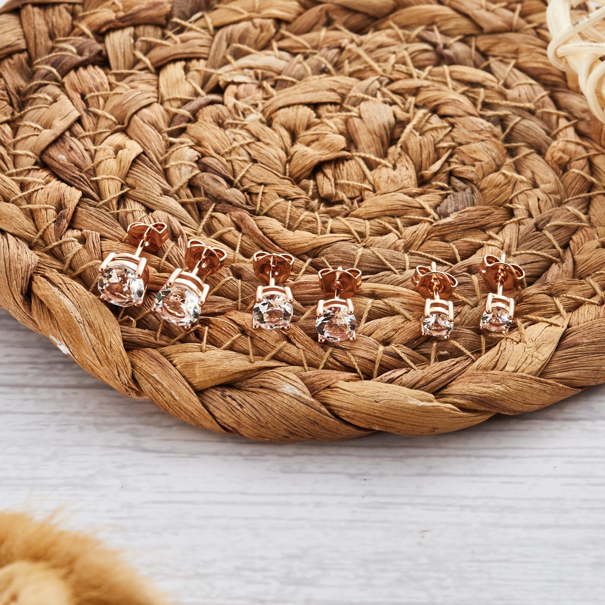 Three Pack of Rose Gold Plated 4mm, 5mm & 6mm Earrings Created with Zircondia® Crystals