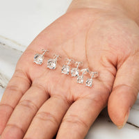 Three Pack of Silver Plated 4mm, 5mm & 6mm Earrings Created with Zircondia® Crystals