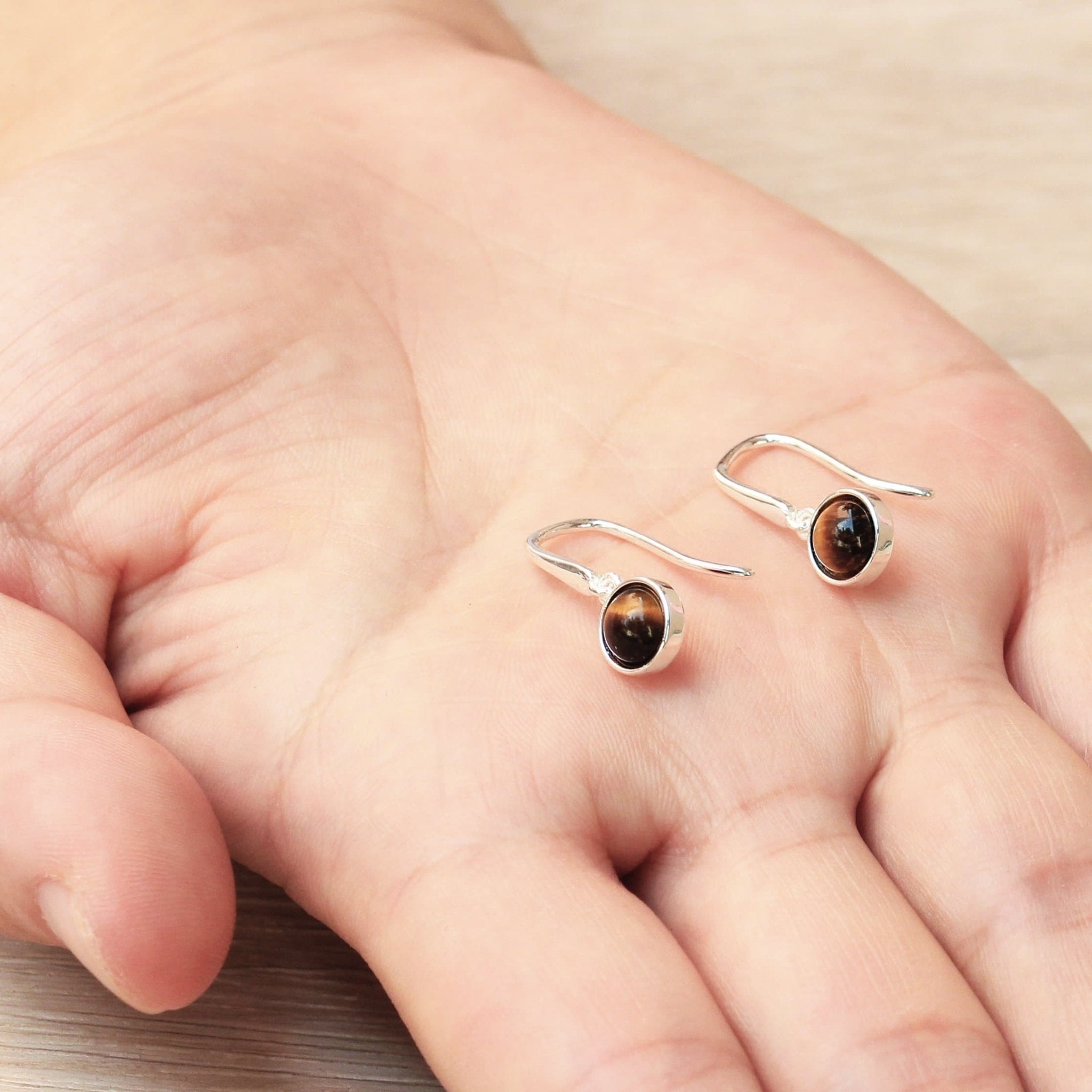 Tiger's Eye Drop Earrings with Quote Card