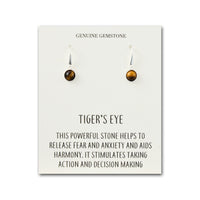 Tiger's Eye Drop Earrings with Quote Card
