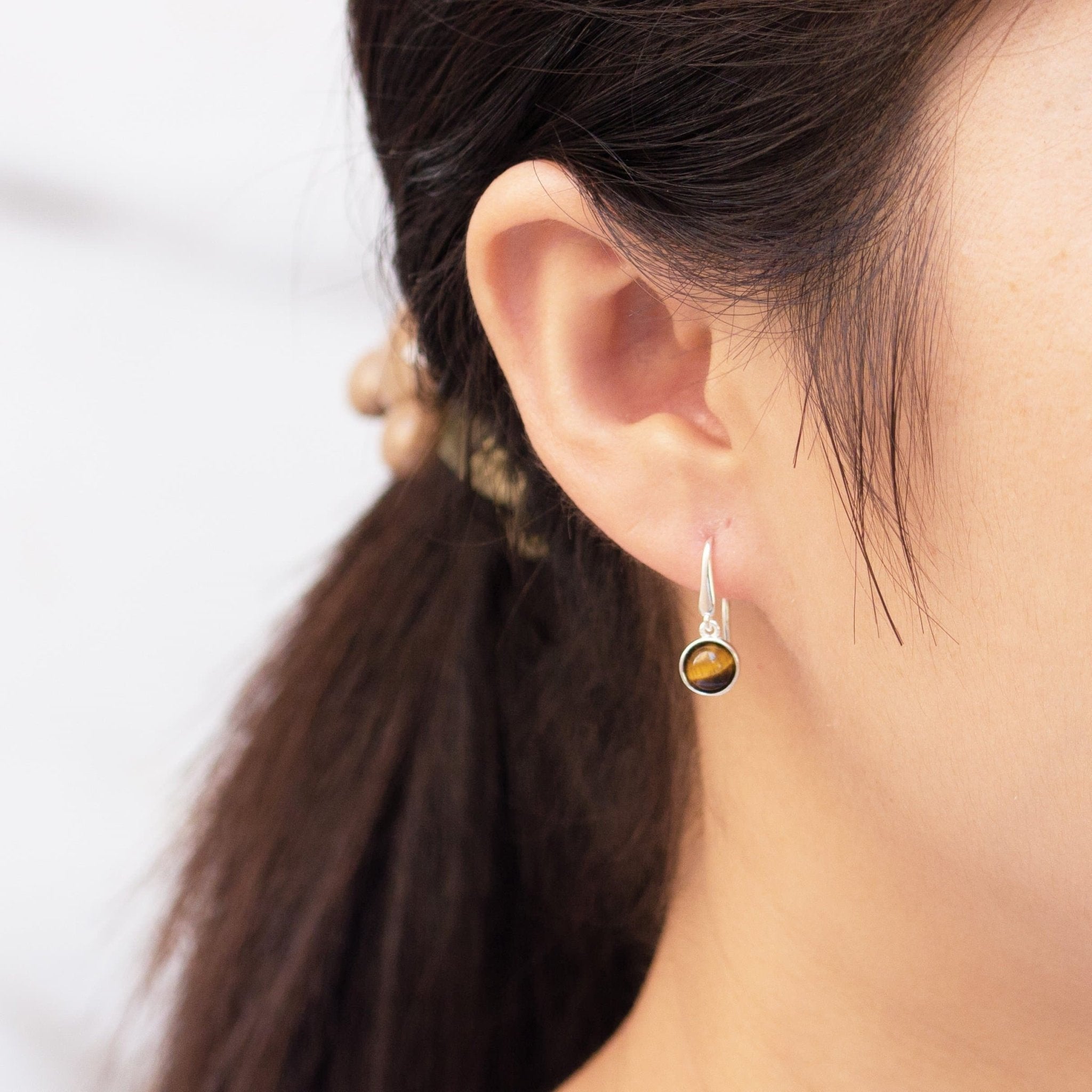Tiger's Eye Drop Earrings with Quote Card
