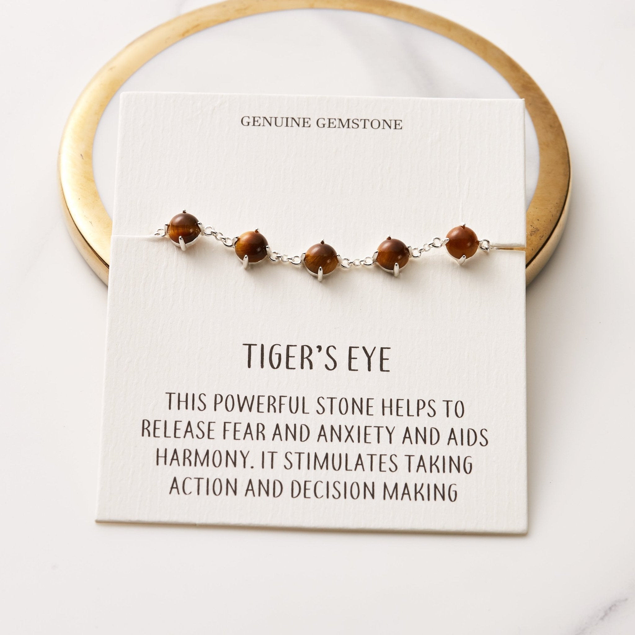 Tiger's Eye Gemstone Bracelet with Quote Card