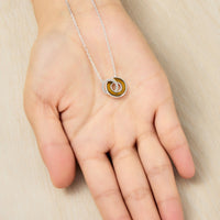 Tigers Eye Gemstone Circle Link Necklace