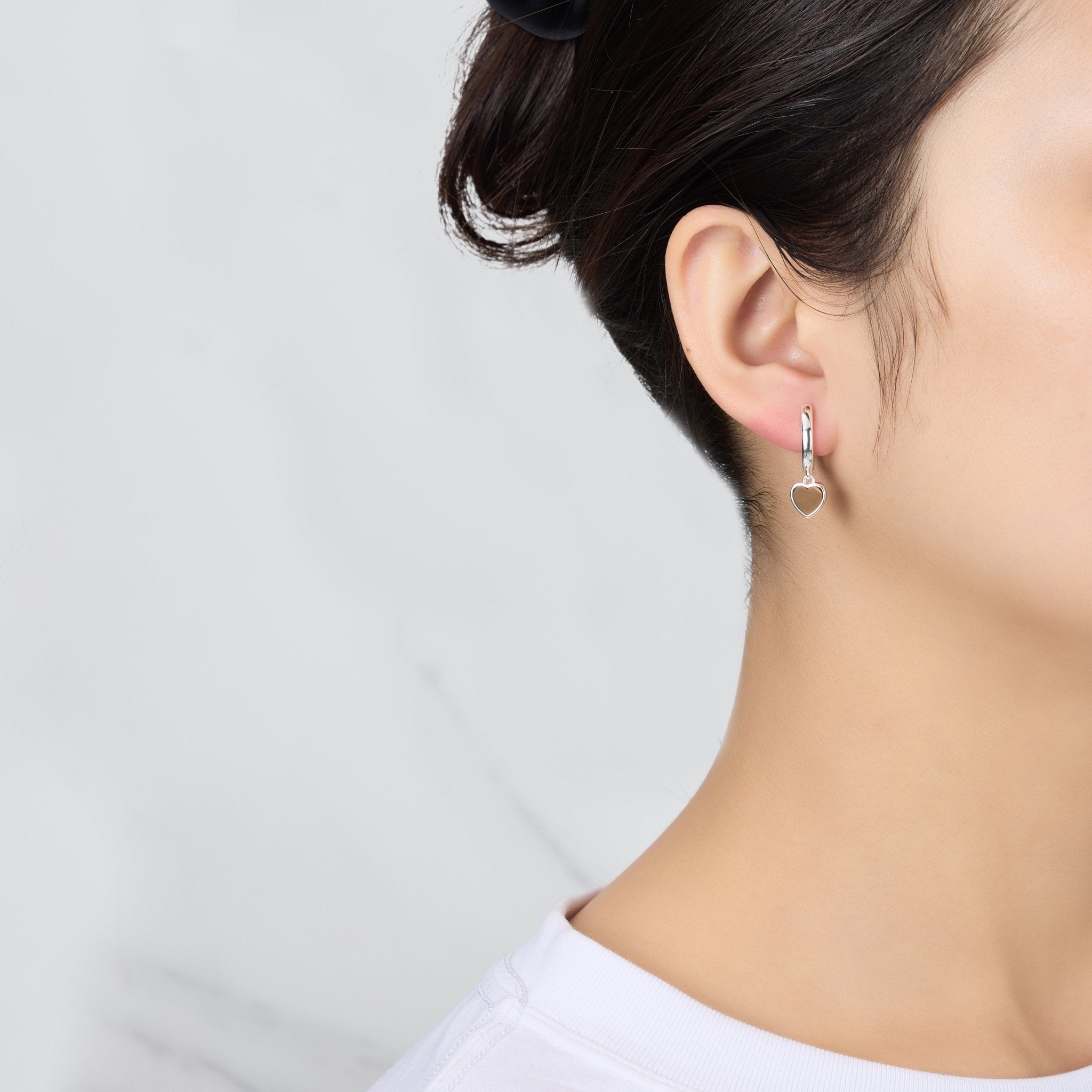 Tigers Eye Gemstone Heart Charm Hoop Earrings