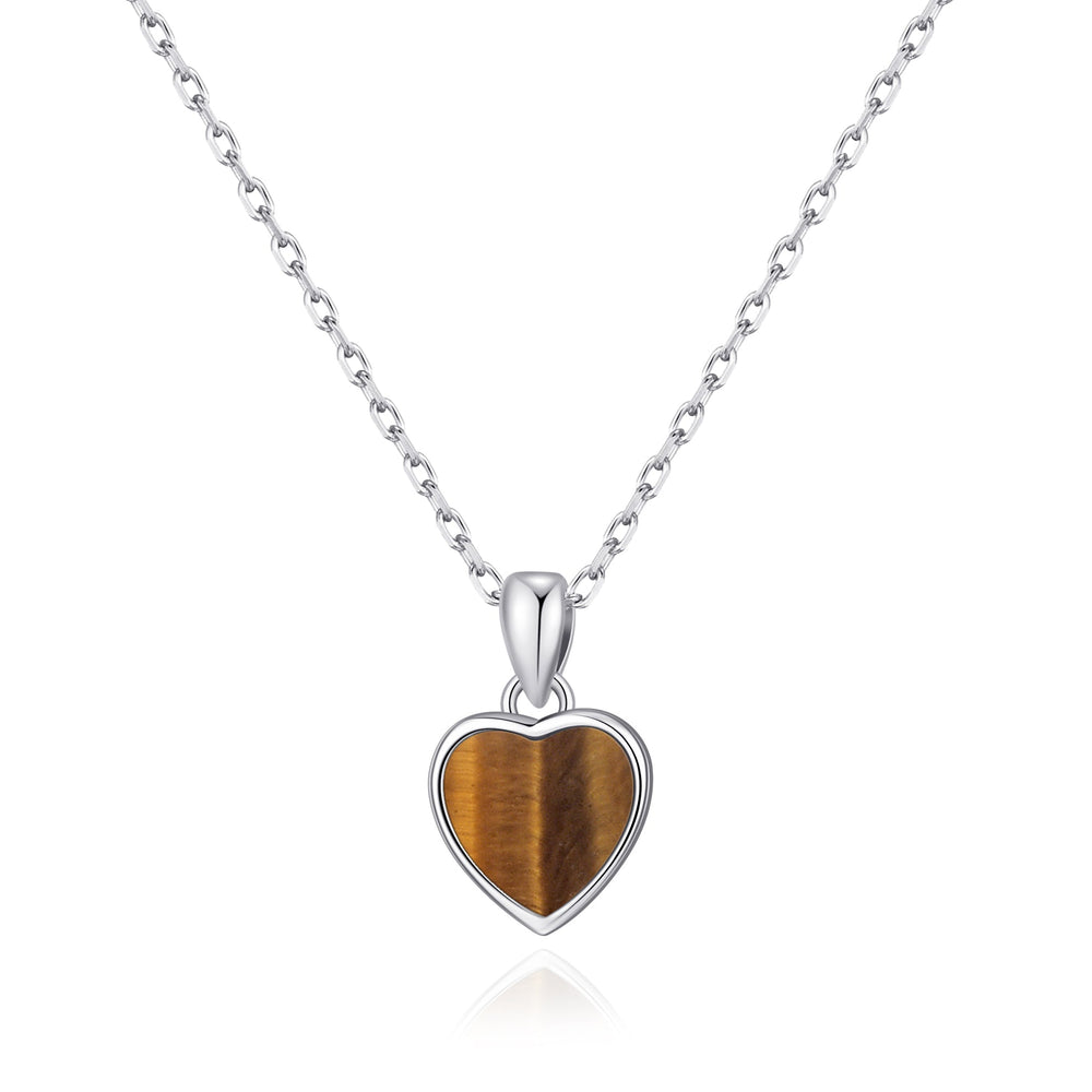 Tigers Eye Gemstone Heart Necklace