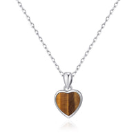 Tigers Eye Gemstone Heart Necklace