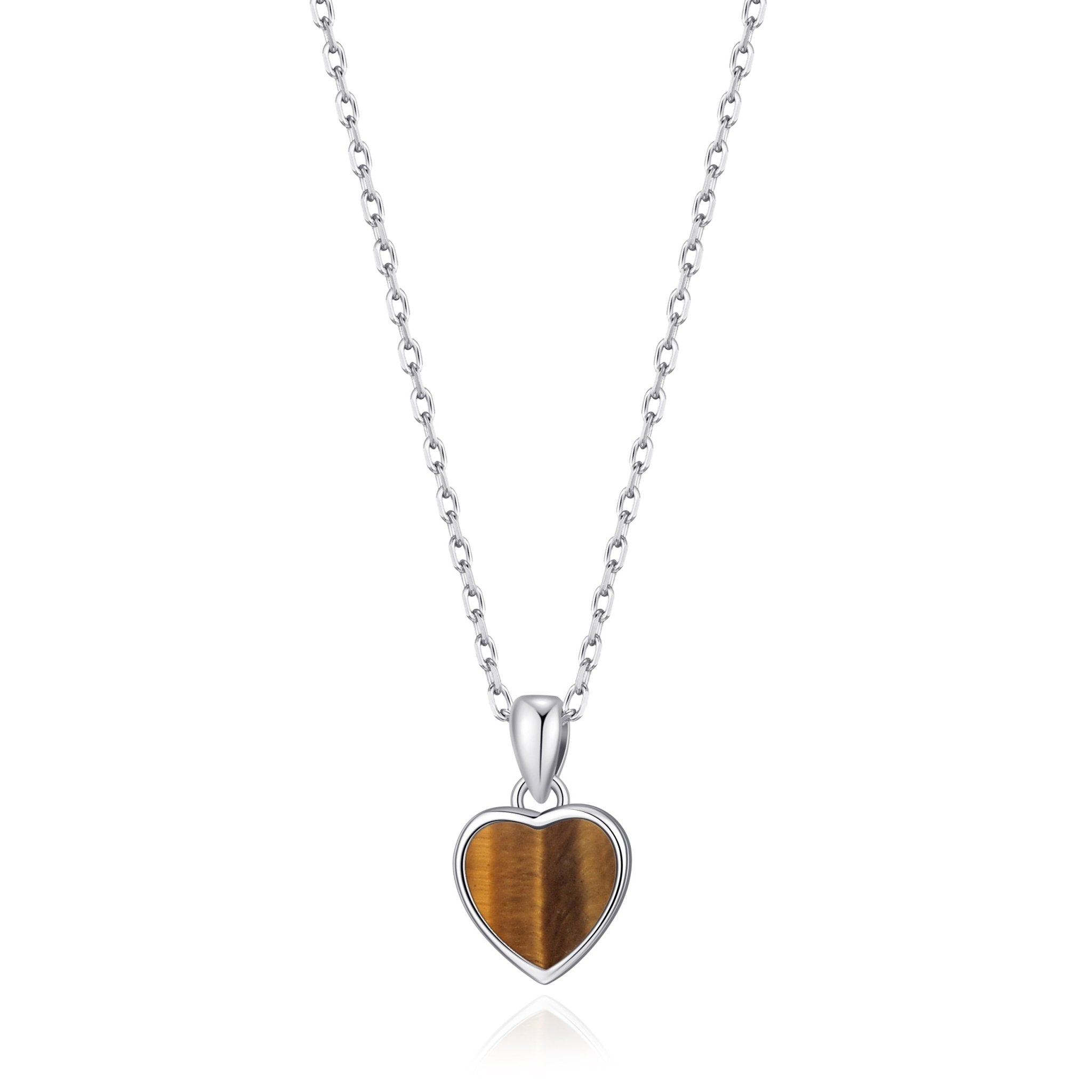 Tigers Eye Gemstone Heart Necklace