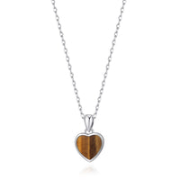 Tigers Eye Gemstone Heart Necklace