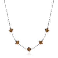Tigers Eye Gemstone Multi Clover Necklace