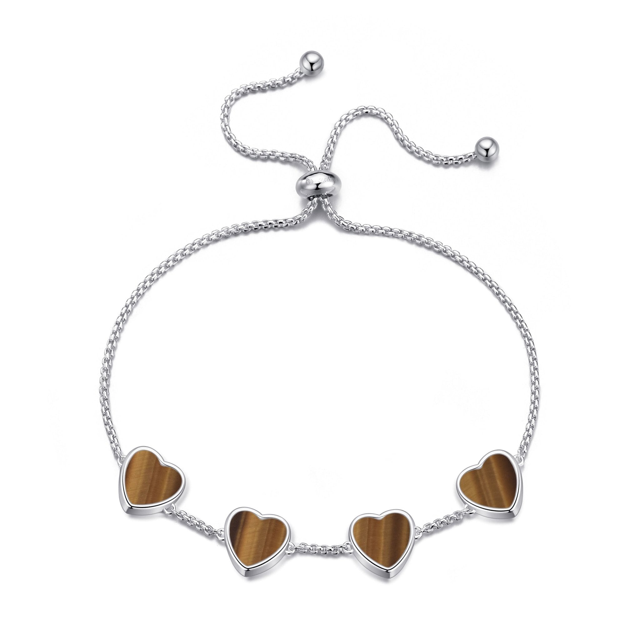 Tigers Eye Gemstone Multi Heart Friendship Bracelet