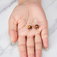 Tigers Eye Gemstone Round Drop Earrings with Quote Card