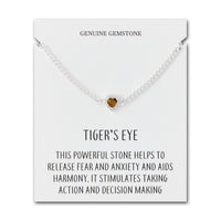 Tigers Eye Heart Gemstone Bracelet with Quote Card Created with Zircondia® Crystals