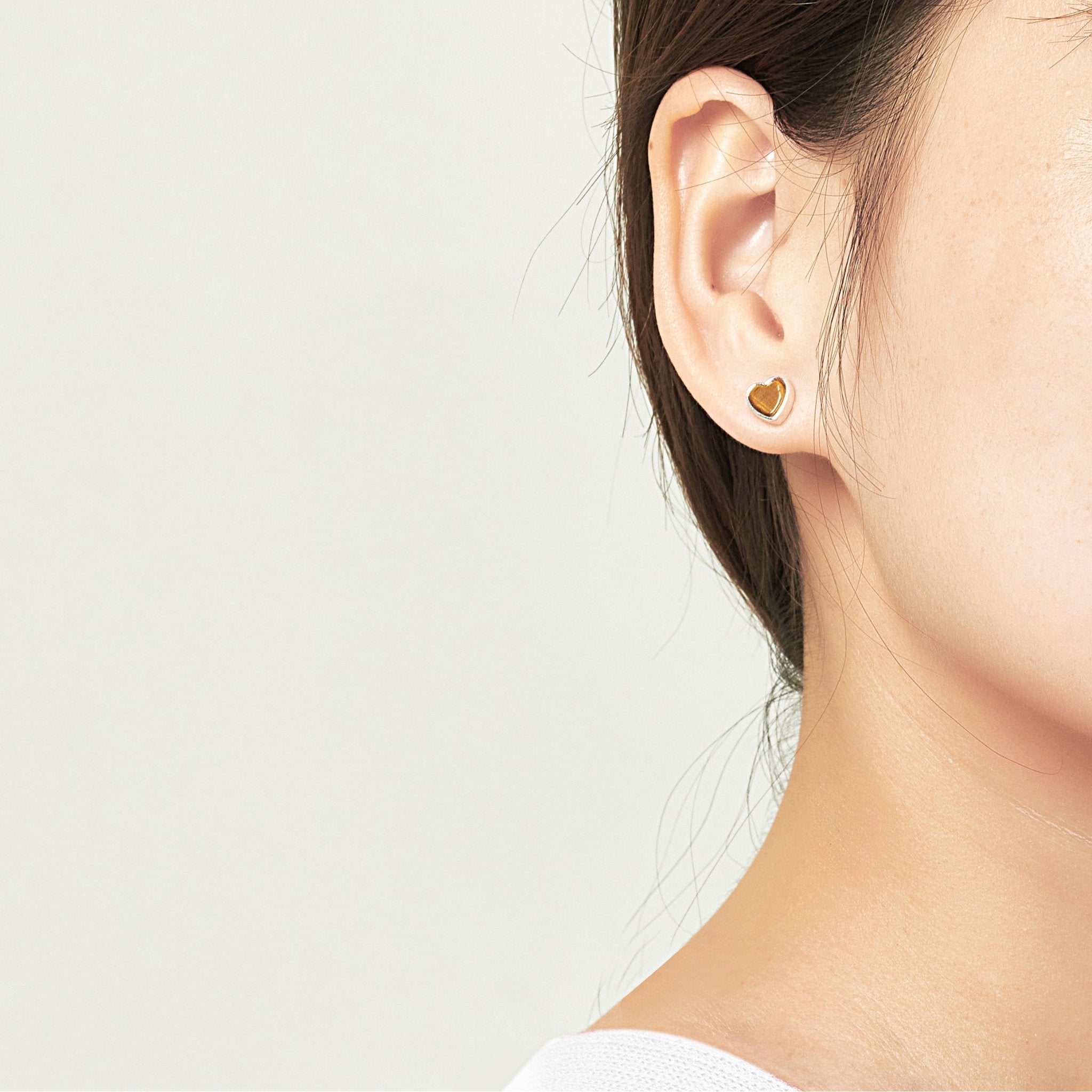 Tiger's Eye Heart Stud Earrings with Quote Card