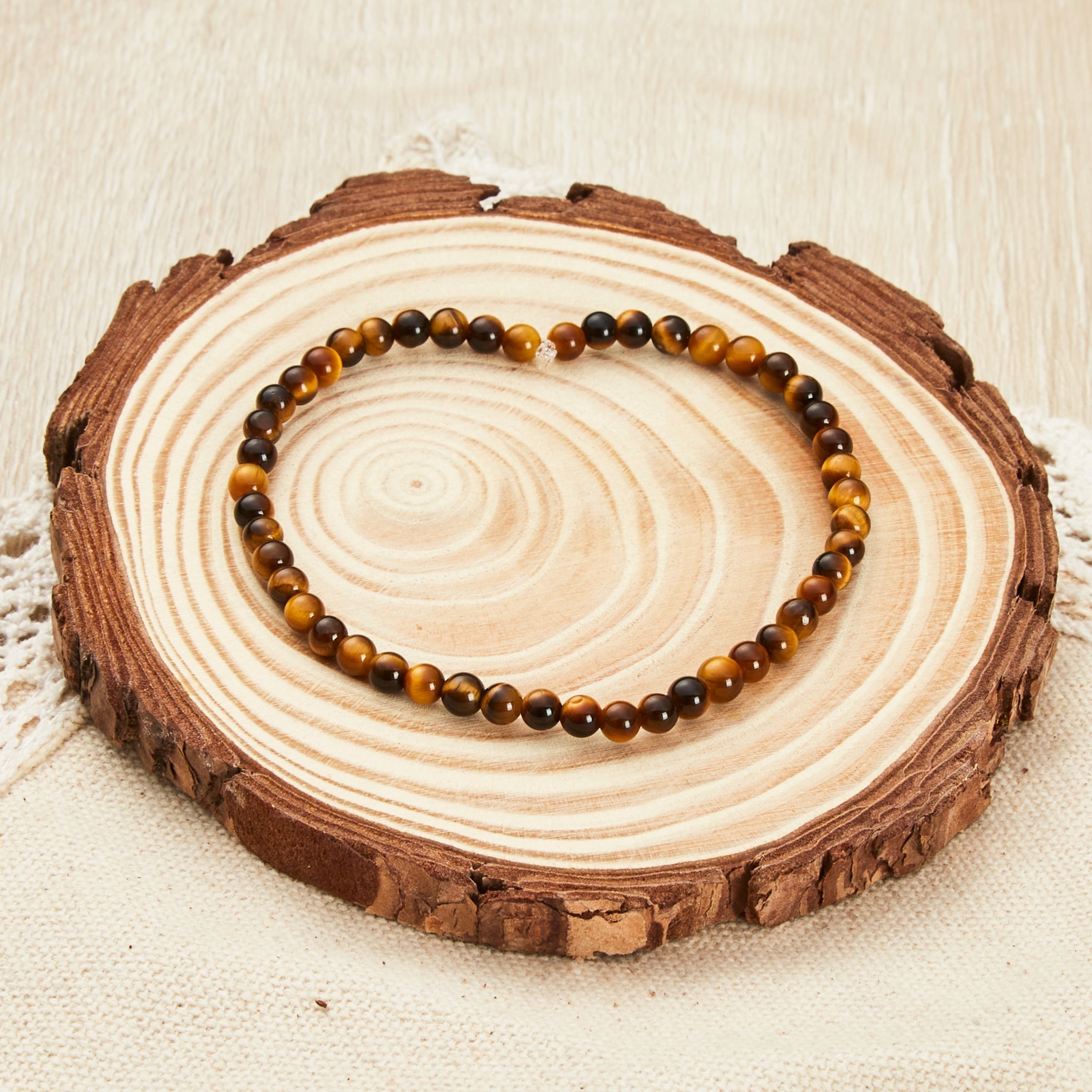 Tigers Eye Mini Beaded Gemstone Stretch Bracelet