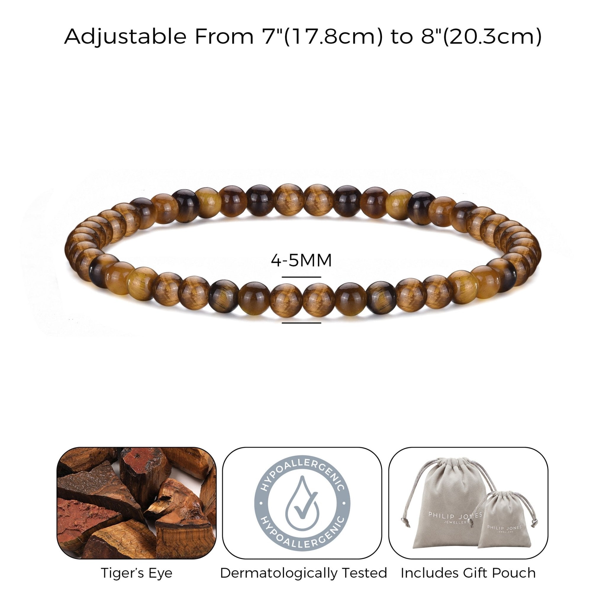Tigers Eye Mini Beaded Gemstone Stretch Bracelet