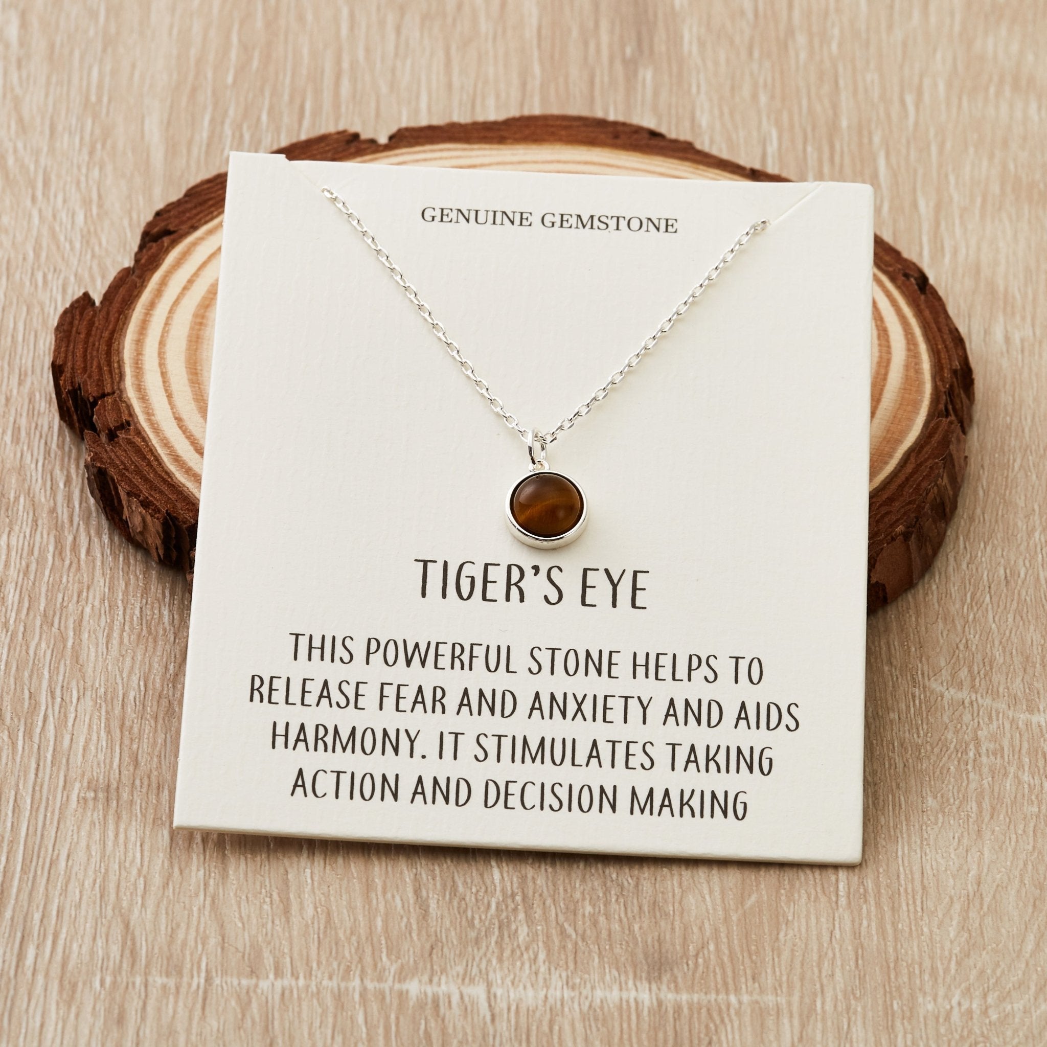 Tiger's Eye Necklace with Quote Card