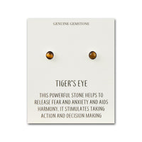 Tigers Eye Stud Earrings with Quote Card
