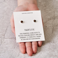 Tigers Eye Stud Earrings with Quote Card