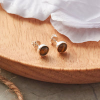 Tigers Eye Stud Earrings with Quote Card