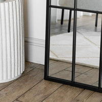 Tomi - Full Length Black Metal Arched Lattice Window Mirror - 180cm x 105cm.